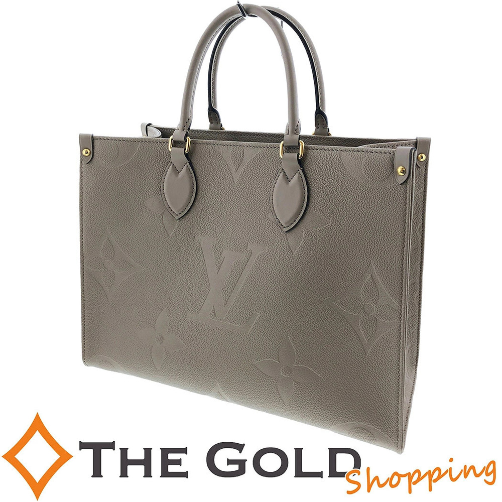 Louis Vuitton OnTheGo 2Way Shoulder Tote Bag Monogram Leather Greige Gray Beige